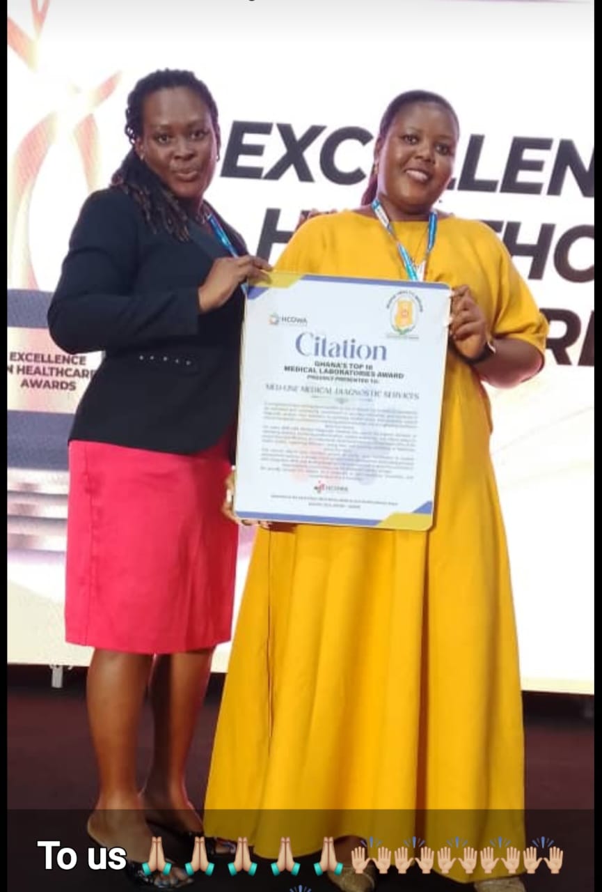 MED-LINE receiving Ghana Top 10 Medical Laboratories citation